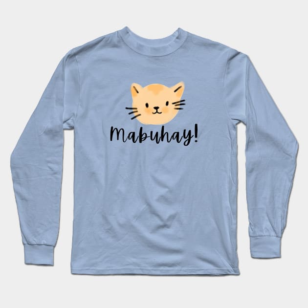 Cat Pinoy Pride Mabuhay Statement Long Sleeve T-Shirt by CatheBelan